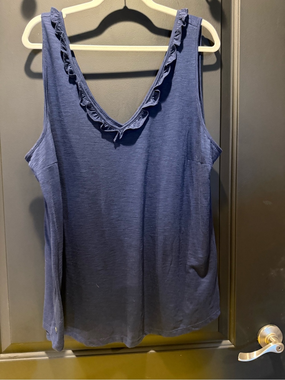 Lilly Pulitzer Navy Ruffle V-Neck Tank